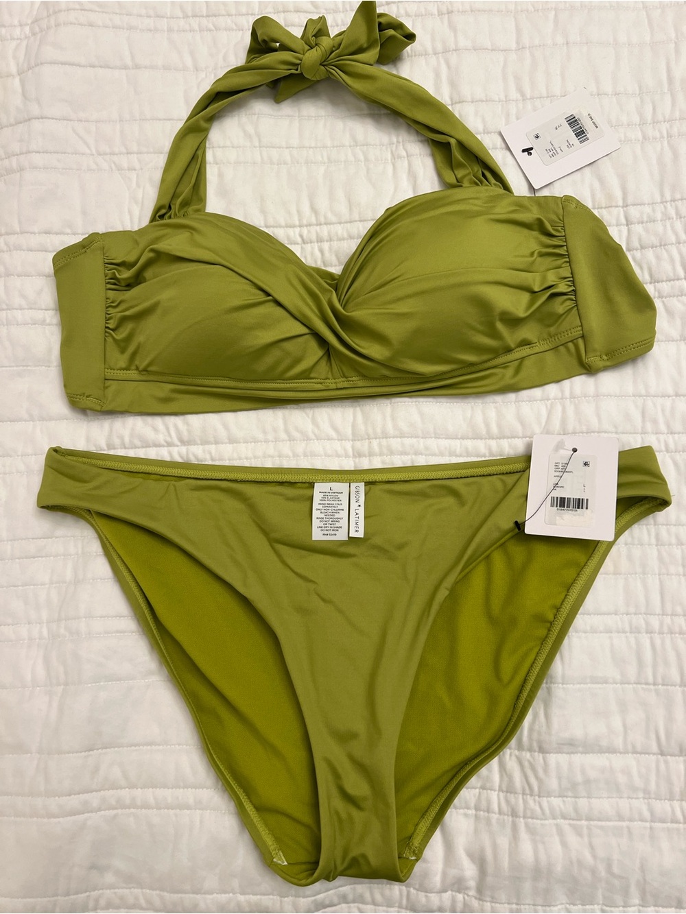 Gibson Latimer Olive Green Twist-Front Halter Bikini Set